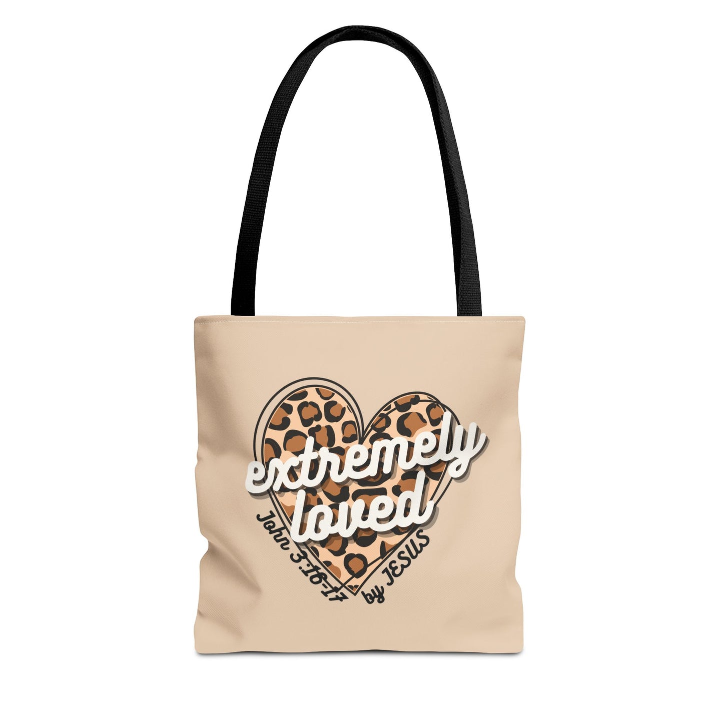 EXTREMELY LOVED (BY JESUS) - Inspirational Tote Bag - Perfect for Everyday Use and Gifts  (2 handle colors)