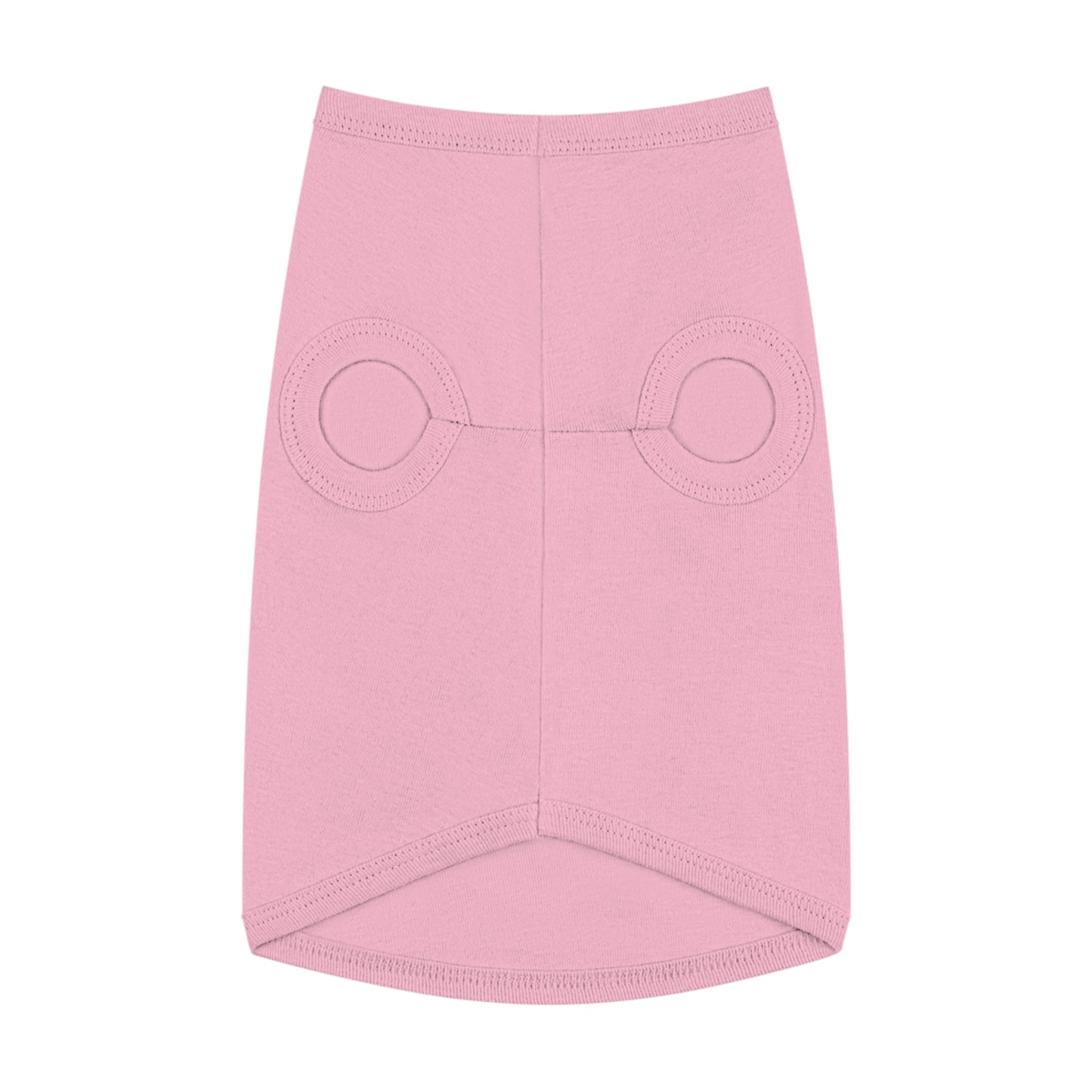 A plain pink dog t-shirt with two holes for the legs.