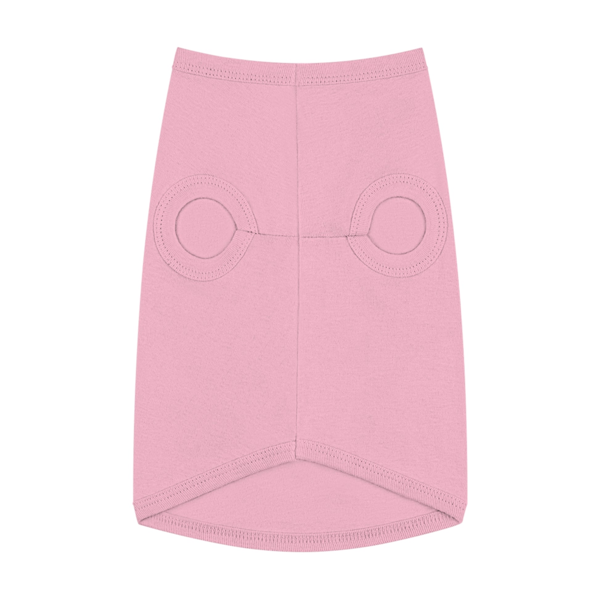 A plain pink dog t-shirt with two holes for the legs.