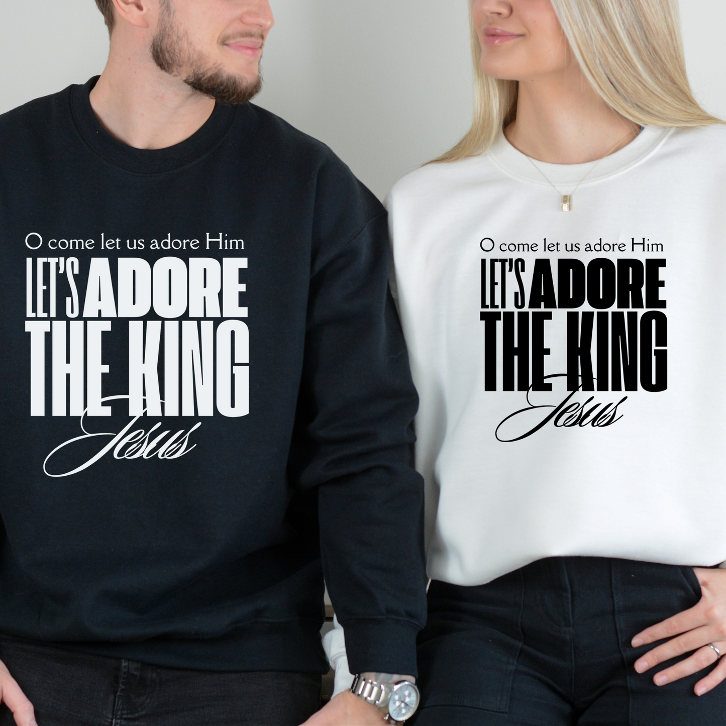 O Come Let Us Adore Him - Holiday Crewneck Sweatshirt (6 colors)