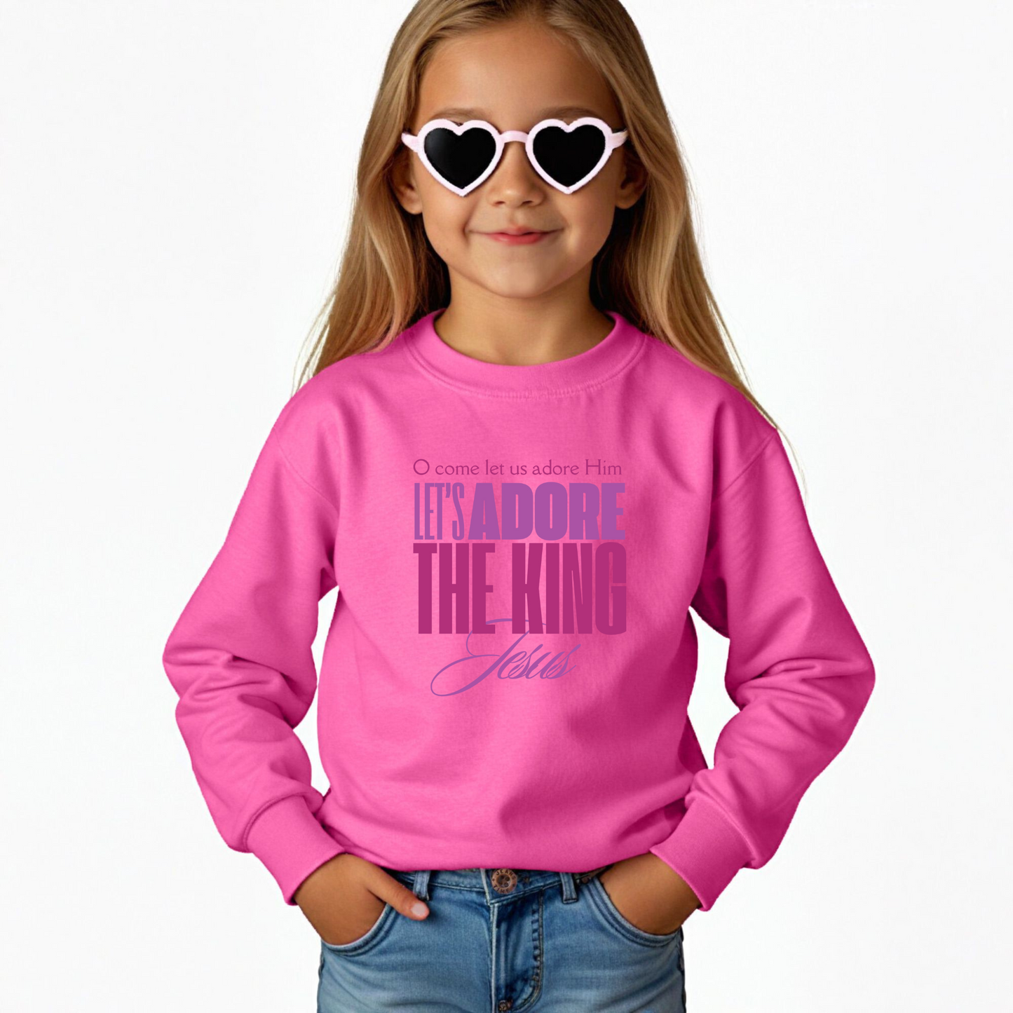 LET'S ADORE THE KING JESUS - Youth Crewneck Sweatshirt (2 colors)