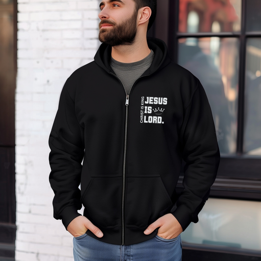 CHRIST IS KING, JESUS IS LORD - Front Zip Unisex Hoodie